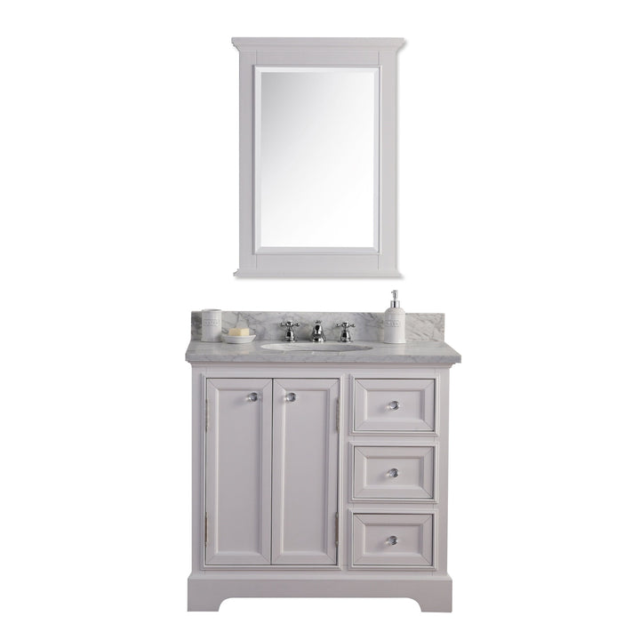 Water Creation Bathroom Vanity Vanity and Mirror WATER CREATION 36 Inch Wide Pure White Single Sink Carrara Marble Bathroom Vanity From The Derby Collection