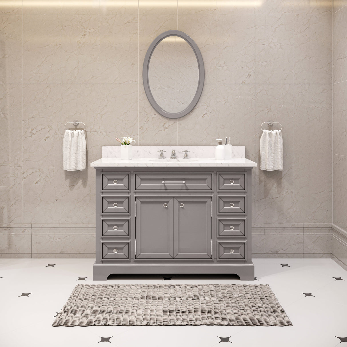 WATER CREATION 48 Inch Cashmere Grey Single Sink Bathroom Vanity From The Derby Collection