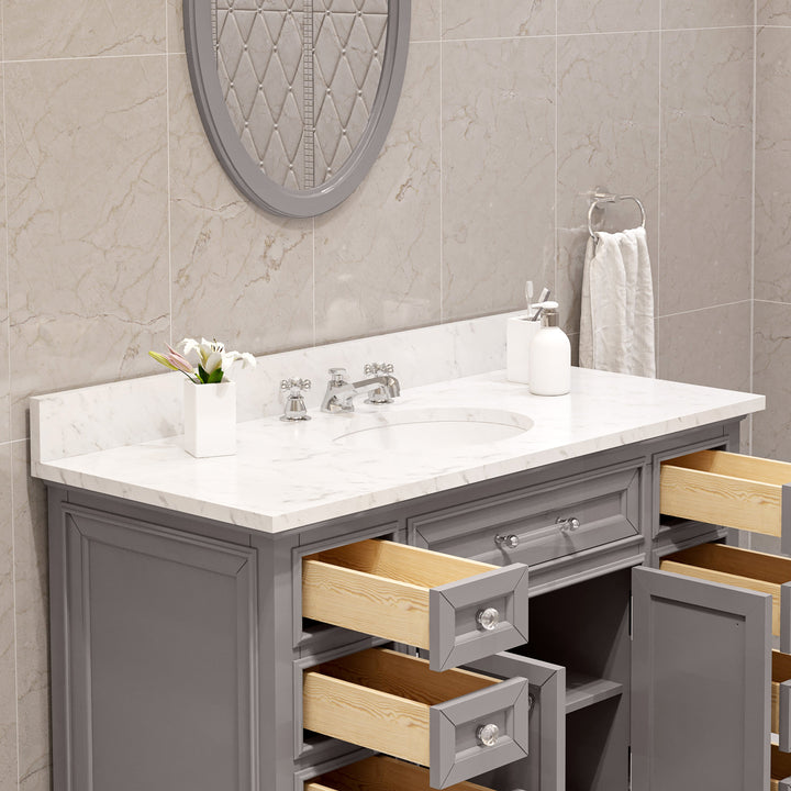 Water Creation Bathroom Vanity Vanity and Faucet WATER CREATION 48 Inch Cashmere Grey Single Sink Bathroom Vanity From The Derby Collection