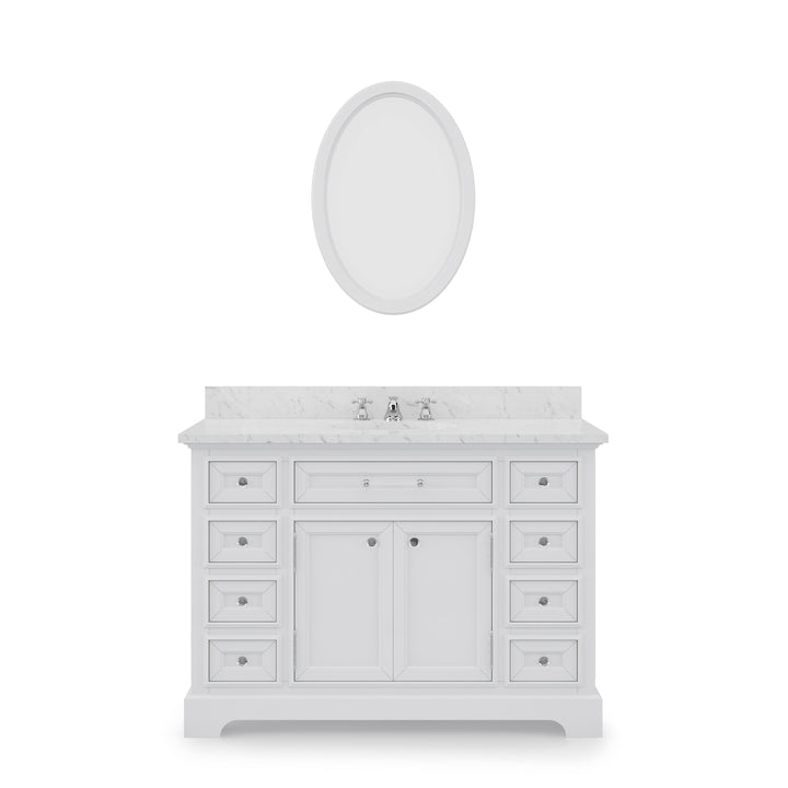 Water Creation Bathroom Vanity Vanity and Mirror WATER CREATION 48 Inch Pure White Single Sink Bathroom Vanity From The Derby Collection
