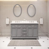 WATER CREATION 60 Inch Cashmere Grey Double Sink Bathroom Vanity From The Derby Collection