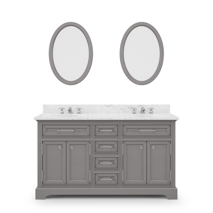 Water Creation Bathroom Vanity Vanity and Mirror WATER CREATION 60 Inch Cashmere Grey Double Sink Bathroom Vanity From The Derby Collection