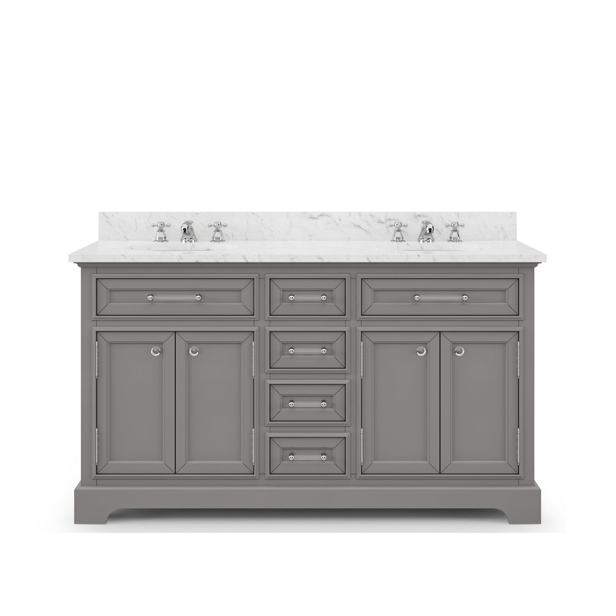 Water Creation Bathroom Vanity Vanity Only WATER CREATION 60 Inch Cashmere Grey Double Sink Bathroom Vanity From The Derby Collection