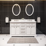 WATER CREATION 60 Inch Pure White Double Sink Bathroom Vanity From The Derby Collection