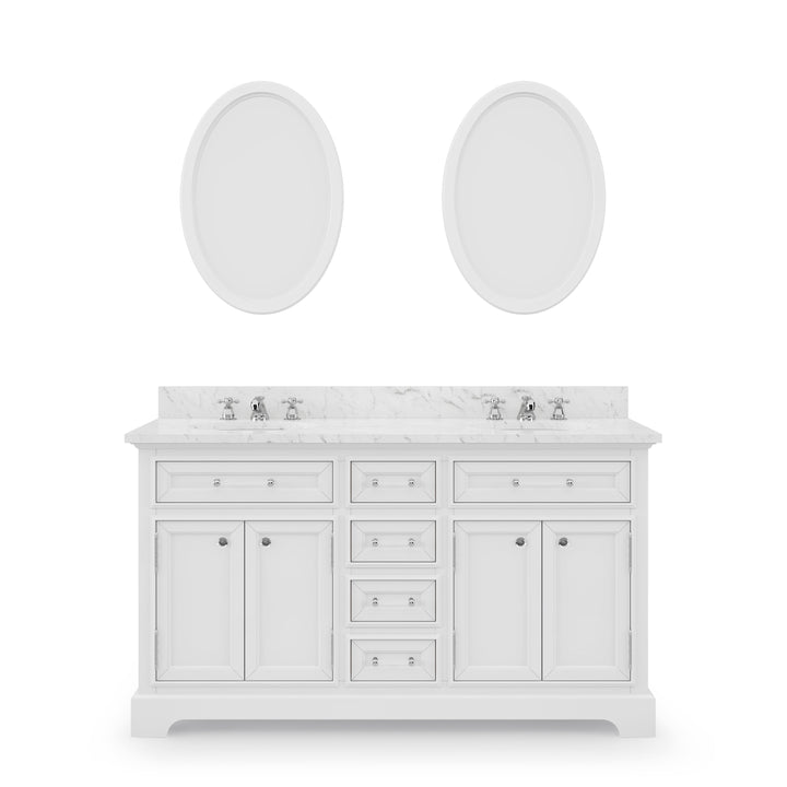 Water Creation Bathroom Vanity Vanity and Mirror WATER CREATION 60 Inch Pure White Double Sink Bathroom Vanity From The Derby Collection