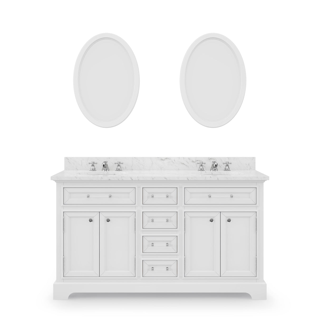 Water Creation Bathroom Vanity Vanity and Mirror WATER CREATION 60 Inch Pure White Double Sink Bathroom Vanity From The Derby Collection