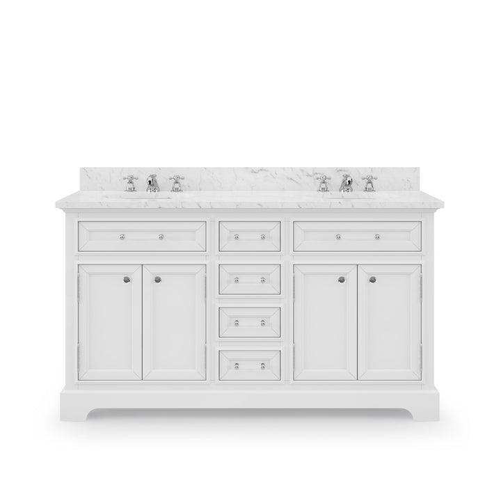 Water Creation Bathroom Vanity Vanity Only WATER CREATION 60 Inch Pure White Double Sink Bathroom Vanity From The Derby Collection