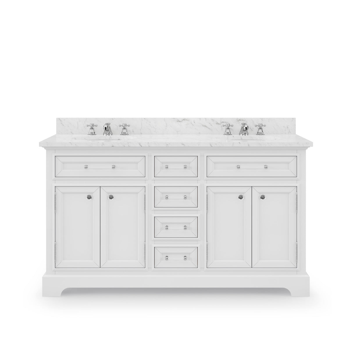 Water Creation Bathroom Vanity Vanity Only WATER CREATION 60 Inch Pure White Double Sink Bathroom Vanity From The Derby Collection