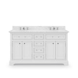 Water Creation Bathroom Vanity Vanity Only WATER CREATION 60 Inch Pure White Double Sink Bathroom Vanity From The Derby Collection