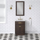 WATER CREATION Chestnut 24 In. Single Sink Carrara White Marble Countertop Vanity In Brown Oak