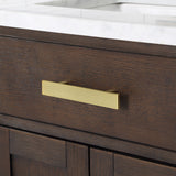 WATER CREATION Chestnut 24 In. Single Sink Carrara White Marble Countertop Vanity In Brown Oak