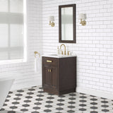 Water Creation Bathroom Vanity Vanity and Faucet and Mirror WATER CREATION Chestnut 24 In. Single Sink Carrara White Marble Countertop Vanity In Brown Oak