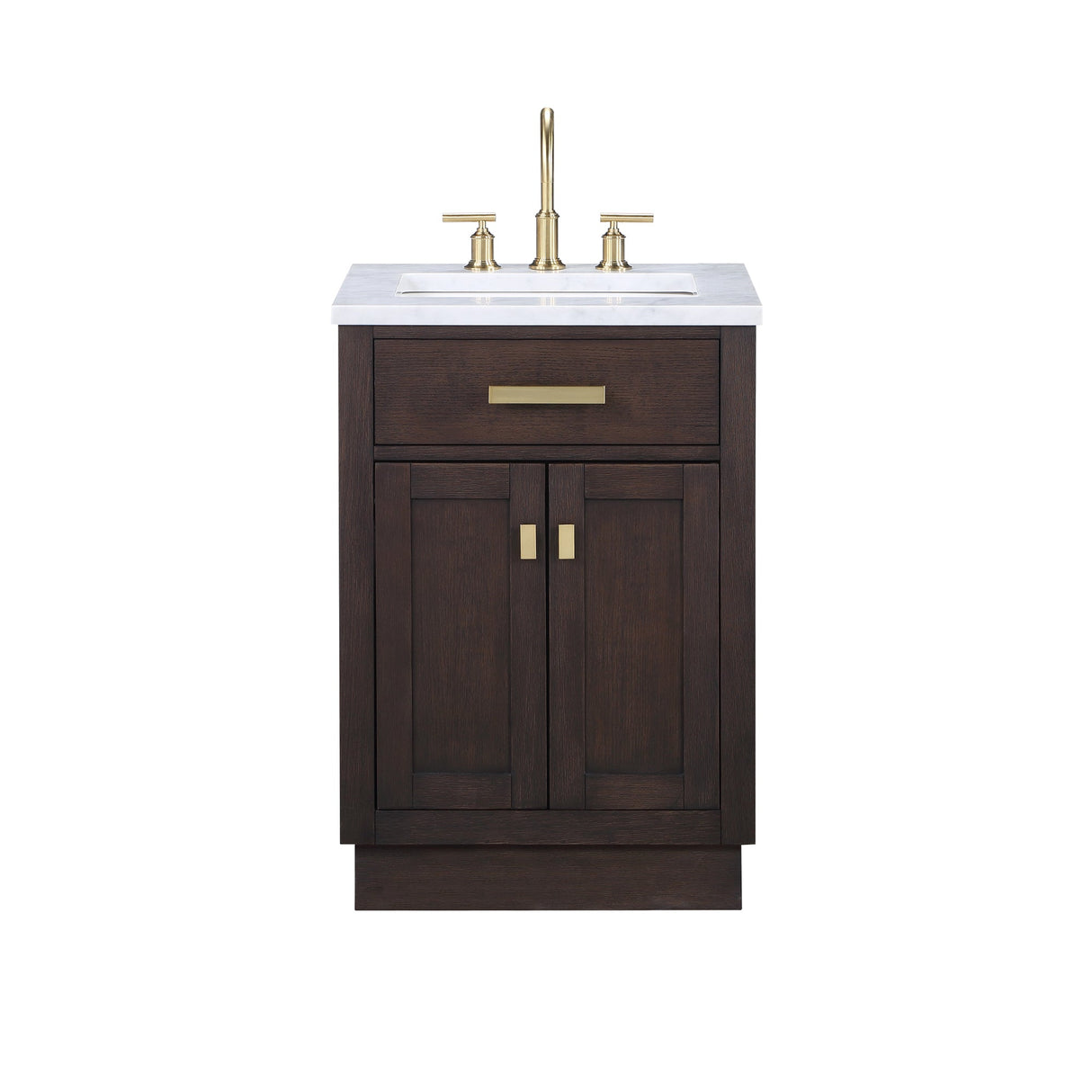 Water Creation Bathroom Vanity Vanity Only WATER CREATION Chestnut 24 In. Single Sink Carrara White Marble Countertop Vanity In Brown Oak