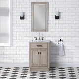 WATER CREATION Chestnut 24 In. Single Sink Carrara White Marble Countertop Vanity In Grey Oak