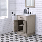 WATER CREATION Chestnut 24 In. Single Sink Carrara White Marble Countertop Vanity In Grey Oak