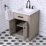 WATER CREATION Chestnut 24 In. Single Sink Carrara White Marble Countertop Vanity In Grey Oak