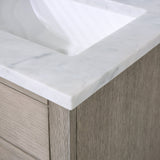 WATER CREATION Chestnut 24 In. Single Sink Carrara White Marble Countertop Vanity In Grey Oak