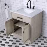 WATER CREATION Chestnut 30 In. Single Sink Carrara White Marble Countertop Vanity In Grey Oak