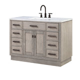 WATER CREATION Chestnut 48 In. Single Sink Carrara White Marble Countertop Vanity In Grey Oak