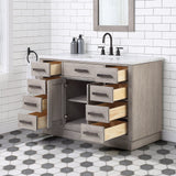 WATER CREATION Chestnut 48 In. Single Sink Carrara White Marble Countertop Vanity In Grey Oak