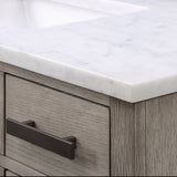 WATER CREATION Chestnut 48 In. Single Sink Carrara White Marble Countertop Vanity In Grey Oak