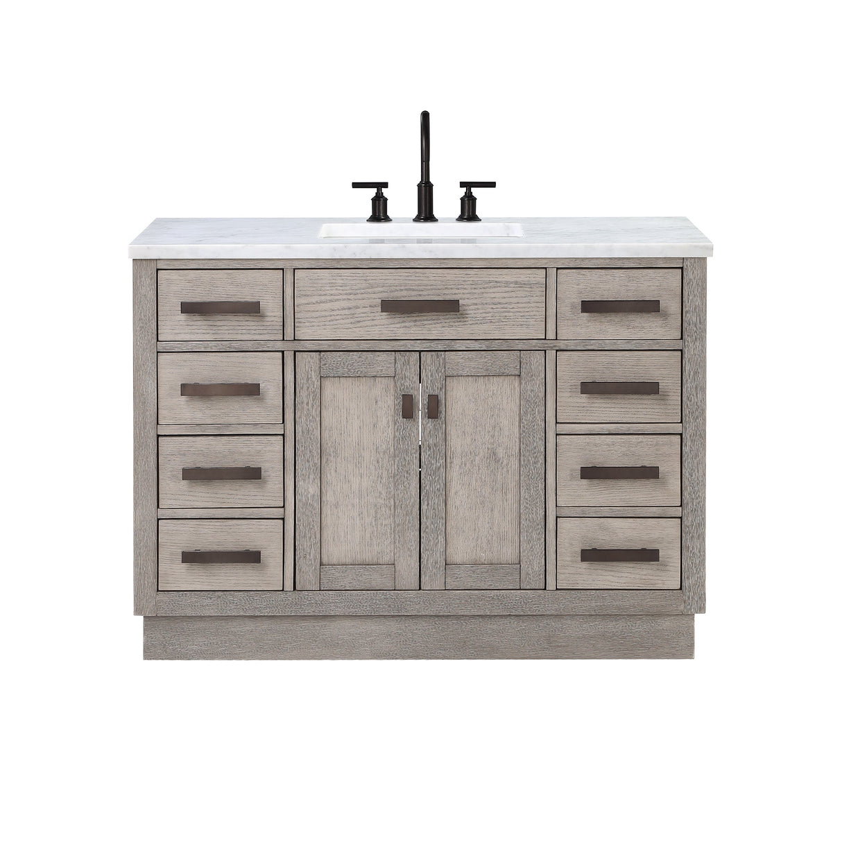 Water Creation Bathroom Vanity Vanity Only WATER CREATION Chestnut 48 In. Single Sink Carrara White Marble Countertop Vanity In Grey Oak