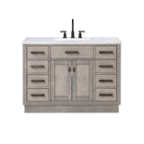 Water Creation Bathroom Vanity Vanity Only WATER CREATION Chestnut 48 In. Single Sink Carrara White Marble Countertop Vanity In Grey Oak