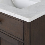 WATER CREATION Chestnut 72 In. Double Sink Carrara White Marble Countertop Vanity In Brown Oak