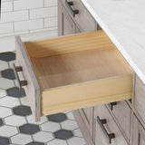 WATER CREATION Chestnut 72 In. Double Sink Carrara White Marble Countertop Vanity In Grey Oak