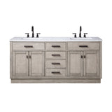 Water Creation Bathroom Vanity Vanity Only WATER CREATION Chestnut 72 In. Double Sink Carrara White Marble Countertop Vanity In Grey Oak