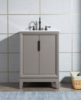 WATER CREATION Elizabeth 24-Inch Single Sink Carrara White Marble Vanity In Cashmere Grey