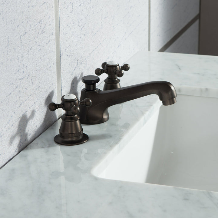 Water Creation Bathroom Vanity Vanity and Faucet 1 Option WATER CREATION Elizabeth 24-Inch Single Sink Carrara White Marble Vanity In Cashmere Grey