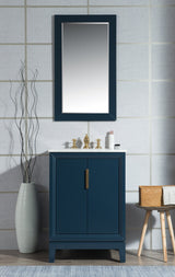 WATER CREATION Elizabeth 24-Inch Single Sink Carrara White Marble Vanity In Monarch Blue