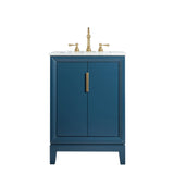 WATER CREATION Elizabeth 24-Inch Single Sink Carrara White Marble Vanity In Monarch Blue