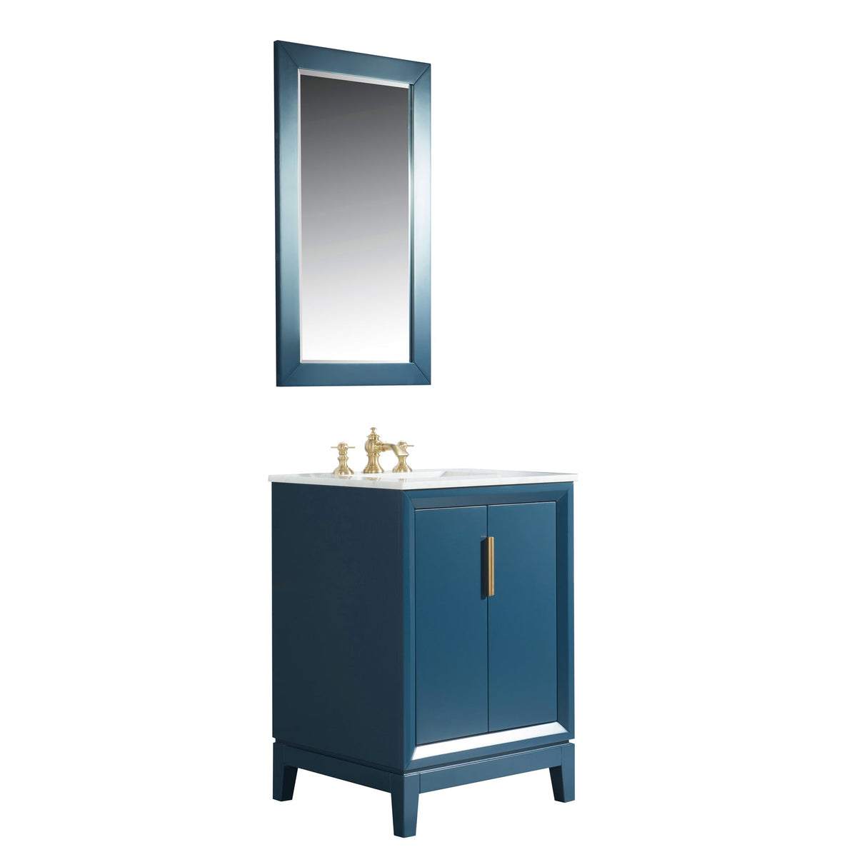 WATER CREATION Elizabeth 24-Inch Single Sink Carrara White Marble Vanity In Monarch Blue