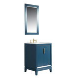 WATER CREATION Elizabeth 24-Inch Single Sink Carrara White Marble Vanity In Monarch Blue