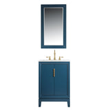 WATER CREATION Elizabeth 24-Inch Single Sink Carrara White Marble Vanity In Monarch Blue