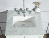 WATER CREATION Elizabeth 24-Inch Single Sink Carrara White Marble Vanity In Pure White