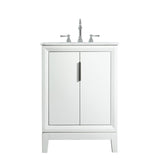 WATER CREATION Elizabeth 24-Inch Single Sink Carrara White Marble Vanity In Pure White