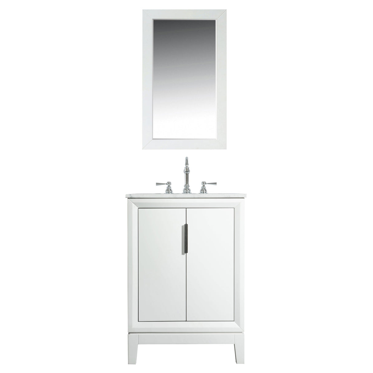 WATER CREATION Elizabeth 24-Inch Single Sink Carrara White Marble Vanity In Pure White