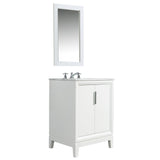 Water Creation Bathroom Vanity Vanity and Faucet 1 and Mirror WATER CREATION Elizabeth 24-Inch Single Sink Carrara White Marble Vanity In Pure White