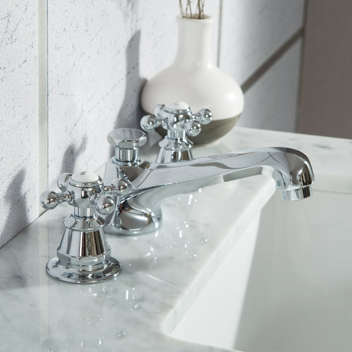 Water Creation Bathroom Vanity Vanity and Faucet 1 Option WATER CREATION Elizabeth 24-Inch Single Sink Carrara White Marble Vanity In Pure White
