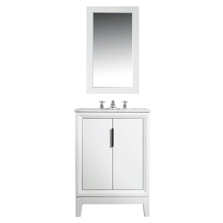 Water Creation Bathroom Vanity Vanity and Mirror WATER CREATION Elizabeth 24-Inch Single Sink Carrara White Marble Vanity In Pure White