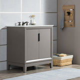 WATER CREATION Elizabeth 30-Inch Single Sink Carrara White Marble Vanity In Cashmere Grey