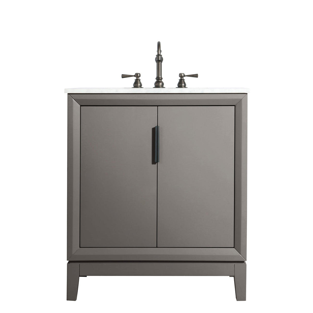 WATER CREATION Elizabeth 30-Inch Single Sink Carrara White Marble Vanity In Cashmere Grey