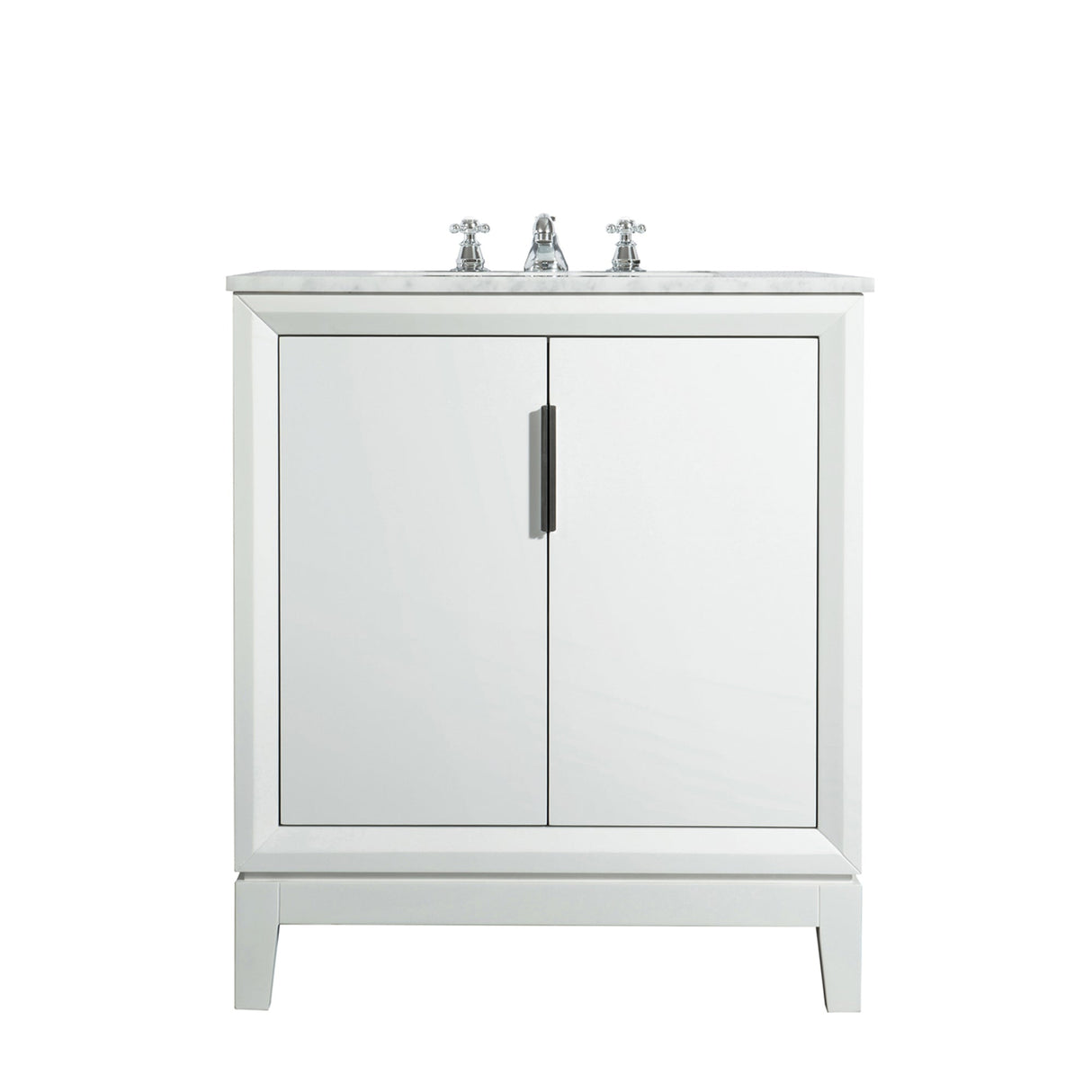 WATER CREATION Elizabeth 30-Inch Single Sink Carrara White Marble Vanity In Pure White