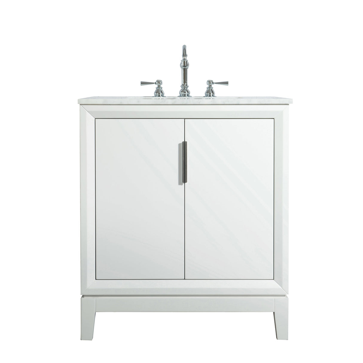 WATER CREATION Elizabeth 30-Inch Single Sink Carrara White Marble Vanity In Pure White