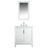 WATER CREATION Elizabeth 30-Inch Single Sink Carrara White Marble Vanity In Pure White