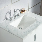 WATER CREATION Elizabeth 30-Inch Single Sink Carrara White Marble Vanity In Pure White