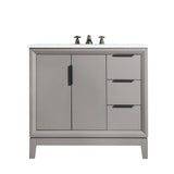 WATER CREATION Elizabeth 36-Inch Single Sink Carrara White Marble Vanity In Cashmere Grey